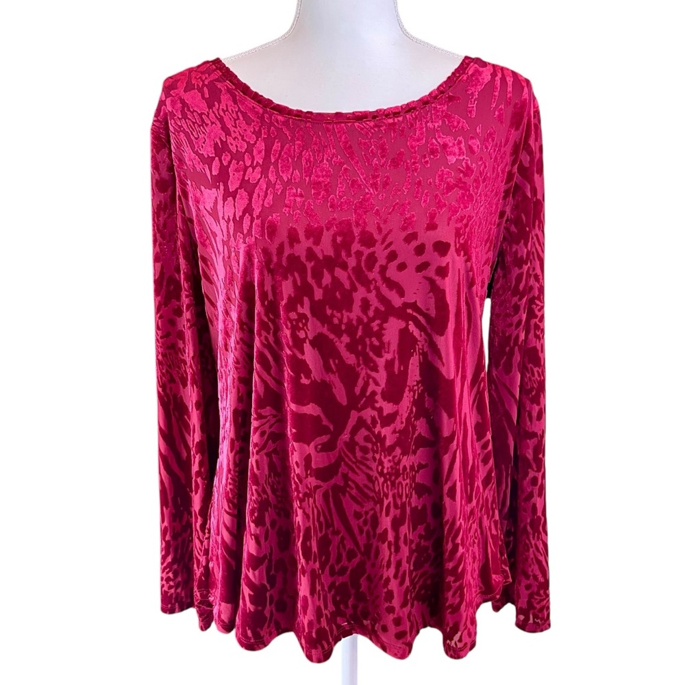 Simply VERA WANG‎ Velvet Burnout Top Sz XXL Tunic Vampire Red Whimsigoth Grunge